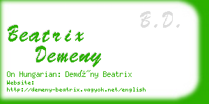 beatrix demeny business card